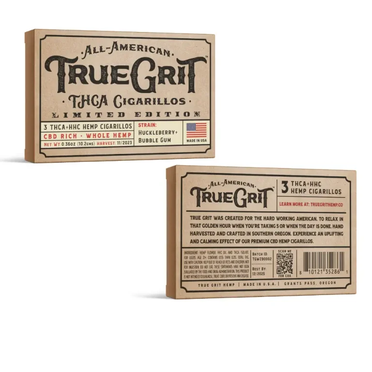 THCA Cigarillos True Grit - 3ct Huckleberry + Bubble Gum