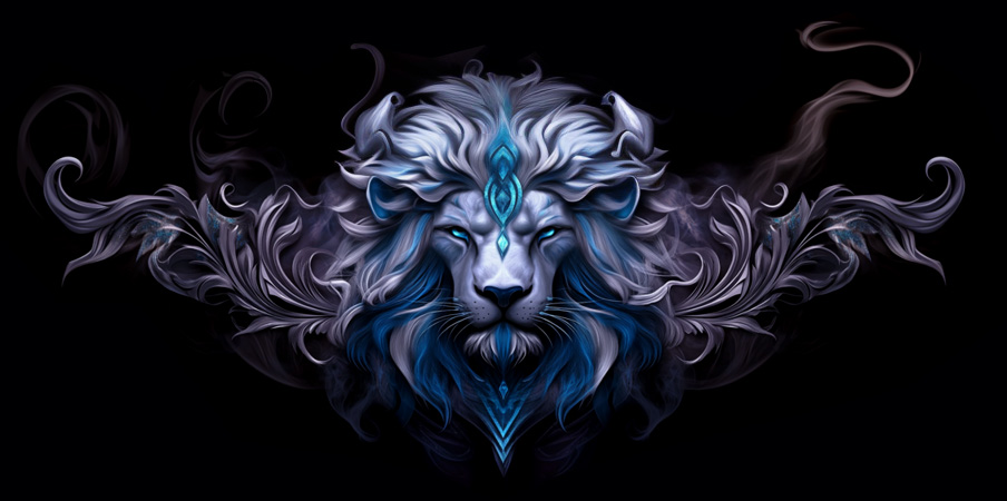 Blue lion head