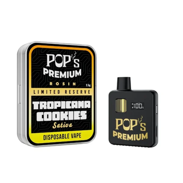 Pop’s Premium Limited Reserve Rosin Vape – 2.5G Tropicana Cookies (Sativa)