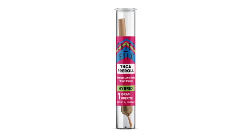 Chief Stix THCA Preroll, Tropical Lime Soda, and Fruit Punch